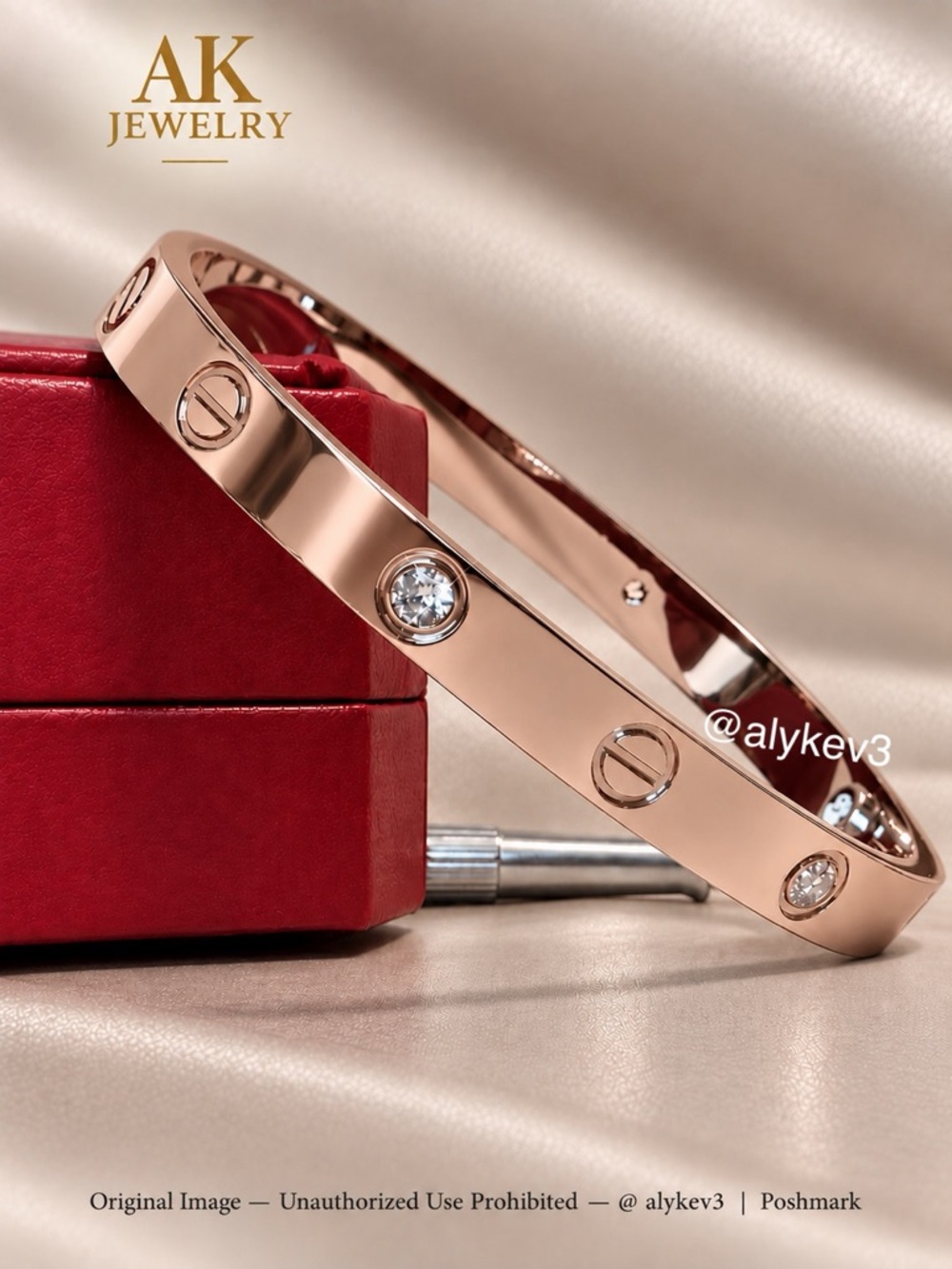 💎LUXURY 18k ROSE Gold & Diamonds Tool Closure, Cuff, Bracelet | AK Jewelry™